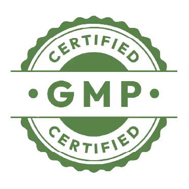 Green circular stamp with the words 'Certified GMP Certified'.
