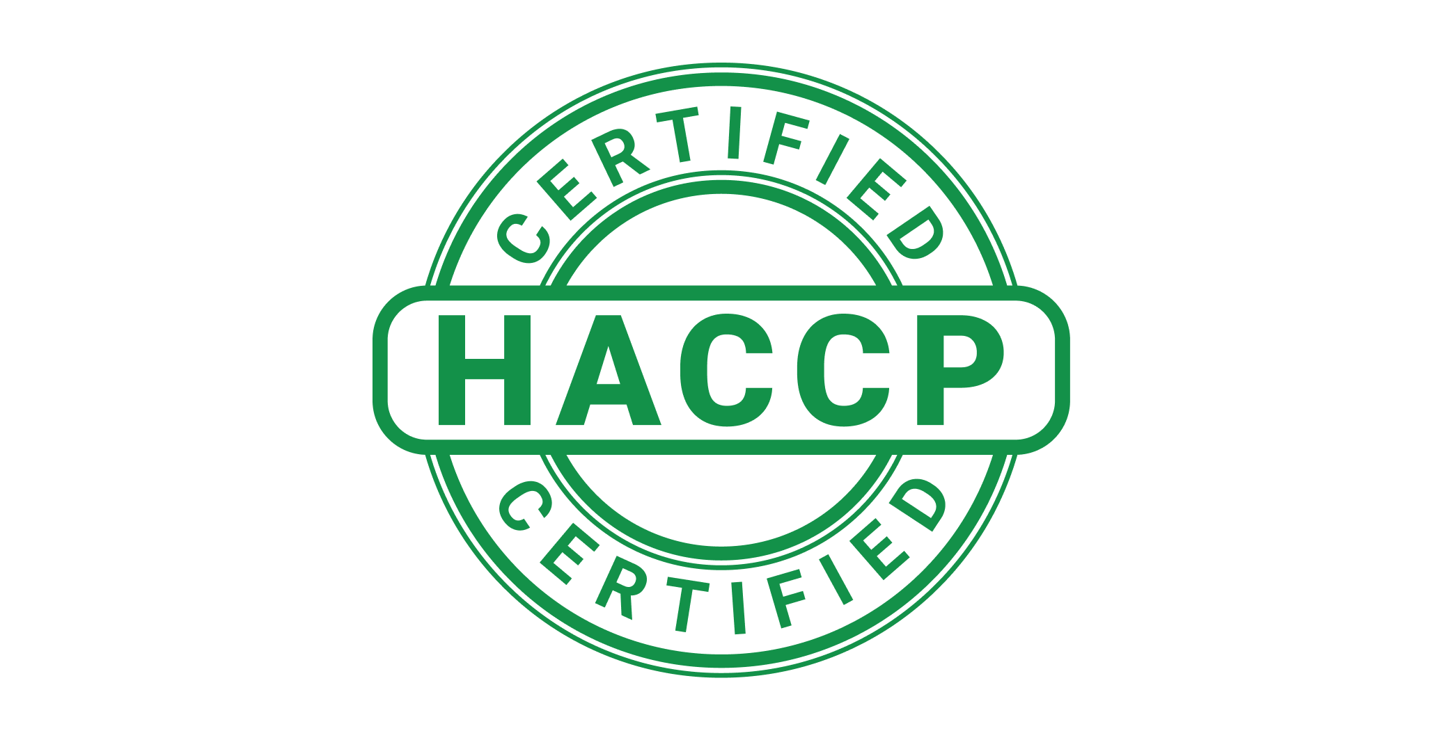Green stamp with the word HACCP in the center and CERTIFIED written above and below it in a circular design.