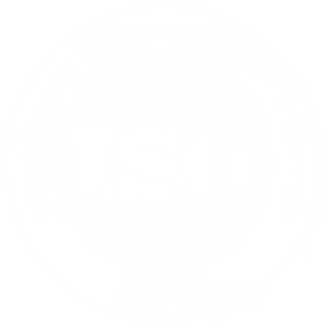 White ISO certification logo on a transparent background.
